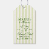 Bikini's & Martinis Green Striped Cadeaulabel (Voorkant)