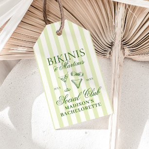 Bikinis & Martinis Groen Gestreepte Cadeaulabel
