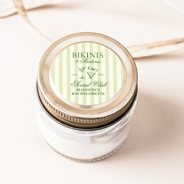 Bikinis & Martinis Groen Gestreepte Ronde Sticker