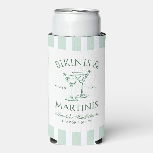Bikini's & Martinis Groene Bachelorette Seltzer Blikjeskoeler (Seltzer Voorkant)