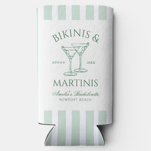 Bikini's & Martinis Groene Bachelorette Seltzer Blikjeskoeler (Achterkant)