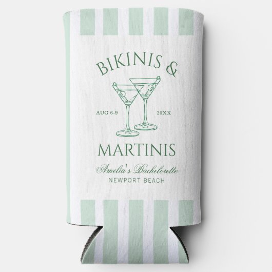 Bikini's & Martinis Groene Bachelorette Seltzer Blikjeskoeler (Voorkant)