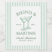 Bikini's & Martinis Groene Bachelorette Wijn Etiket (Enkel label)