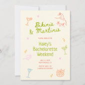 Bikini's & Martinis Hand getrokken Bachelorette Kaart (Voorkant)
