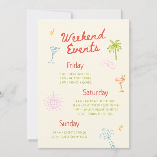 Bikini's & Martinis Hand getrokken Bachelorette Kaart (Achterkant)