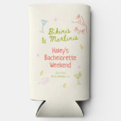 Bikini's & Martinis Hand getrokken Bachelorette Seltzer Blikjeskoeler (Voorkant)