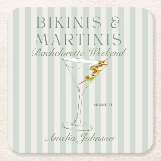 Bikinis & Martinis  Kartonnen Onderzetters (Voorkant)