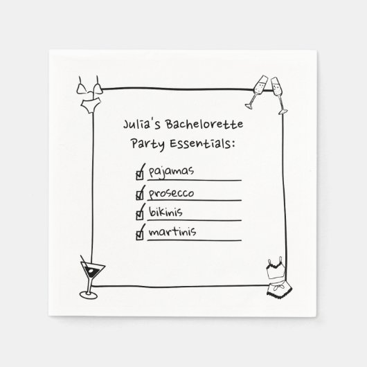 Bikini's, Martini's, Pyjama's, Prosecco Bacheloret Servet (Voorkant)