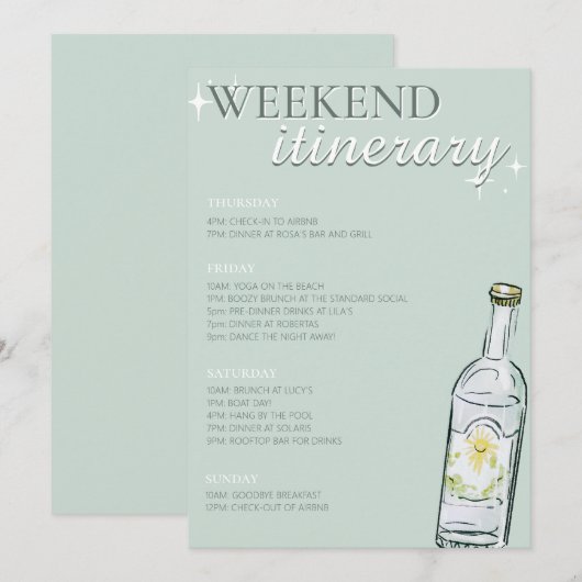 Bikini's & Martini's rondweg Bachelorette Weeken Kaart (Voorkant / Achterkant)