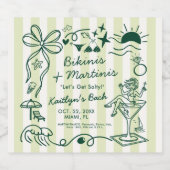 Bikinis & Martinis Strand Afscheidscadeau Verloofd Likeurfles Etiket (Enkel label)