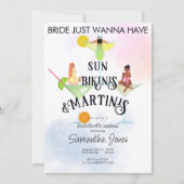 Bikini's & Martinis Tropical Beach Hen Bachelorett Kaart (Voorkant)