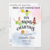 Bikini's & Martinis Tropical Beach Hen Bachelorett Kaart (Voorkant / Achterkant)