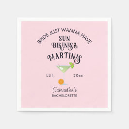 Bikini's & Martinis Tropical Beach Hen Bachelorett Servet