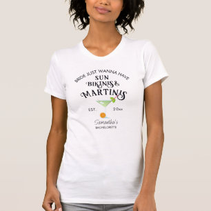 Bikinis & Martinis Tropisch Bruid Hen Bachelorette T-shirt