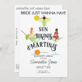 Bikini's & Martinis Tropisch zwembad Hen Bachelore Kaart (Voorkant / Achterkant)