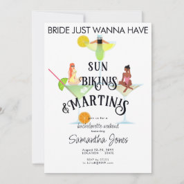 Bikini's & Martinis Tropisch zwembad Hen Bachelore Kaart