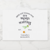 Bikini's & Martinis Tropisch zwembad Hen Bachelore Likeurfles Etiket (Enkel label)