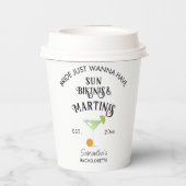 Bikinis & Martinis Tropisch Zwembad Hen Bacheloret Papieren Bekers (Achterkant)