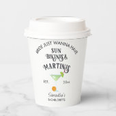 Bikinis & Martinis Tropisch Zwembad Hen Bacheloret Papieren Bekers (Voorkant)