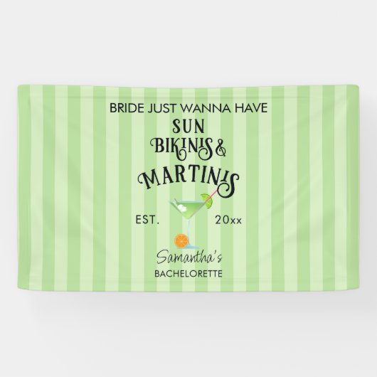 Bikinis & Martinis Tropisch Zwembad Hen Dochteruit Spandoek (Horizontaal)