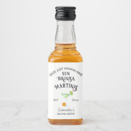 Bikinis & Martinis Tropisch Zwembad Hen Doordeweek Likeurfles Etiket