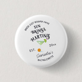 Bikinis & Martinis Tropisch Zwembad Hen Vrijgezell Ronde Button 3,2 Cm