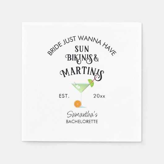 Bikinis & Martinis Tropisch Zwembad Meisjes Uitsta Servet (Voorkant)