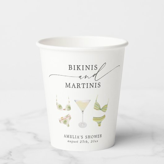 Bikini's & Martinis Vrijgezellenfeest Bachelorette Papieren Bekers (Achterkant)