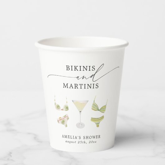 Bikini's & Martinis Vrijgezellenfeest Bachelorette Papieren Bekers (Voorkant)