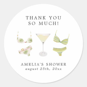 Bikini's & Martinis Vrijgezellenfeest Bachelorette Ronde Sticker