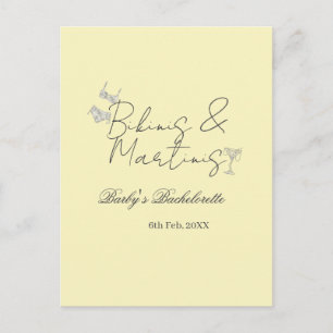 Bikini's & Martinis vrijgezellenfeest geel retro Briefkaart