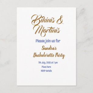 bikinis & martinis vrijgezellenfeest naam bruin  briefkaart