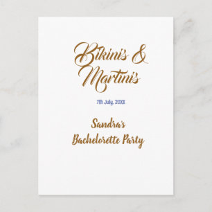 bikinis & martinis vrijgezellenfeest naam bruin briefkaart