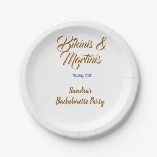 bikinis & martinis vrijgezellenfeest naam bruin  papieren bordje
