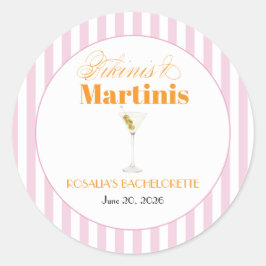 Bikinis & Martinis vrijgezellenfeest (Roze & Oranj Ronde Sticker
