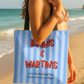 Bikinis Martinis Whimsical Dusty Blue Stripe Bach Tote Bag