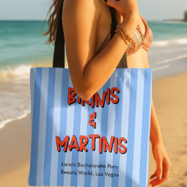 Bikinis Martinis Whimsical Stof Blauw Gestreepte B Tote Bag
