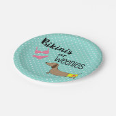 Bikini's of Weenies Gender Reveal Dachshund Party Papieren Bordje (Gekanteld)