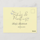 Bikins & Martinis bachelorette party yellow retro Briefkaart (Achterkant)