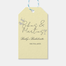 Bikins & Martinis bachelorette party yellow retro Cadeaulabel