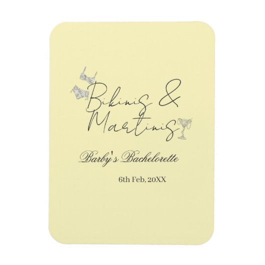 Bikins & Martinis bachelorette party yellow retro Magneet (Verticaal)