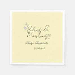 Bikins & Martinis bachelorette party yellow retro Servet