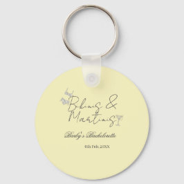 Bikins & Martinis bachelorette party yellow retro Sleutelhanger
