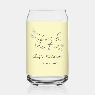 Bikins & Martinis vrijgezellenfeest geel retro Blikvorm Glas