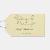 Bikins & Martinis vrijgezellenfeest geel retro Cadeaulabel (Achterkant Horizontaal)