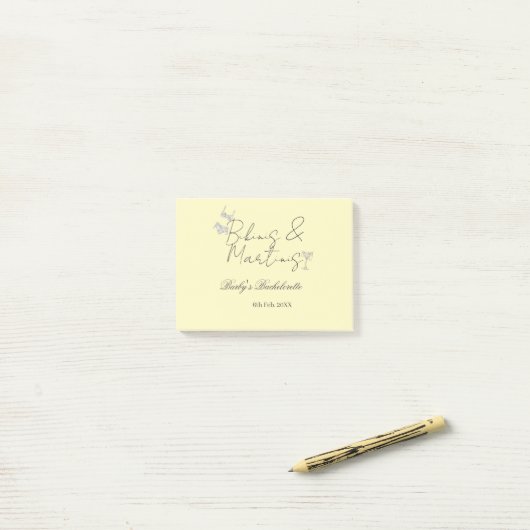 Bikins & Martinis vrijgezellenfeest geel retro Post-it® Notes (Op bureau)