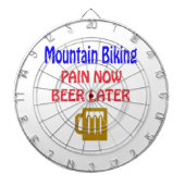 Bikpijn in de bergen, nu bier later dartbord (Voorkant)