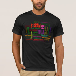 Bikram Hot Yoga Colorful Asanas Poses Word Cloud T-shirt
