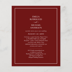 Bilaterale begroting Burgundy Wedding Boda Invite Flyer