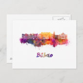 Bilbao skyline in watercolor briefkaart (Voorkant / Achterkant)